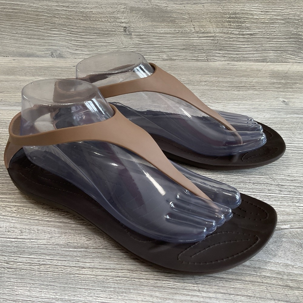 Crocs Sexi Serena Flip Sandals Women's Size 9 Espresso Brown T-Strap Thong